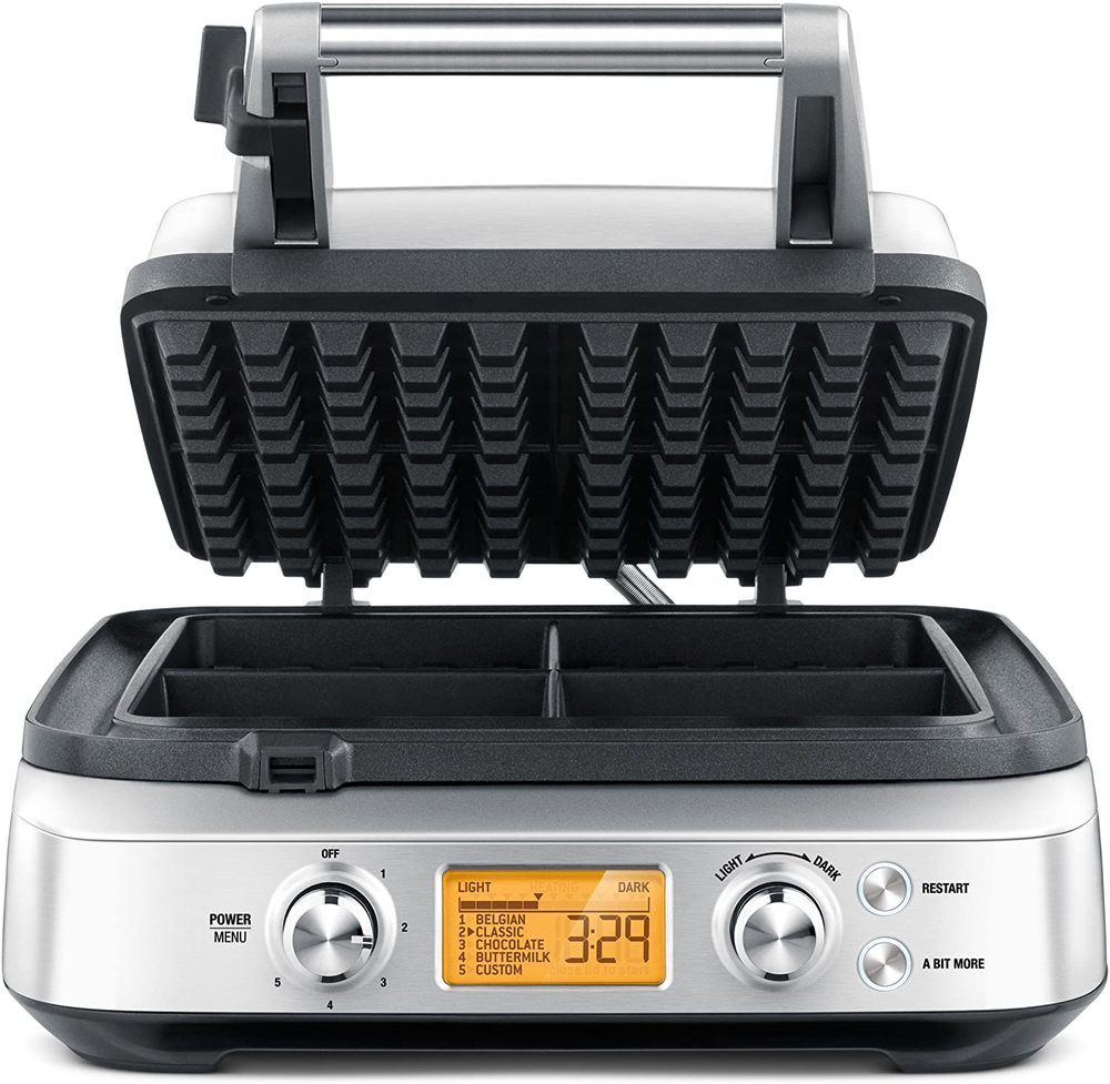 breville bwm640xl smart 4 slice waffle maker isolated on white background