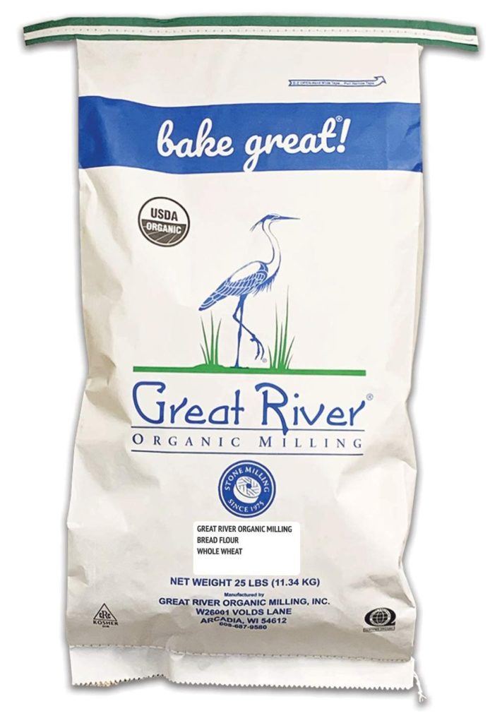 great river organic milling organic whole wheat bread flour isolated on white background