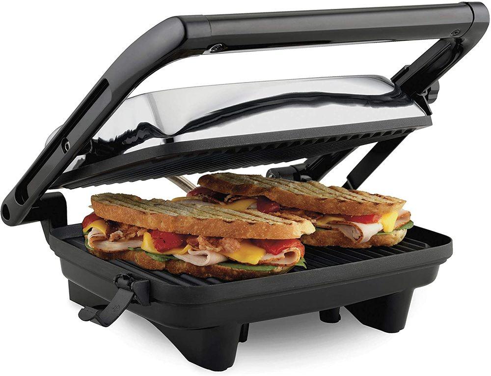 hamilton beach electric panini press grill isolated on white background