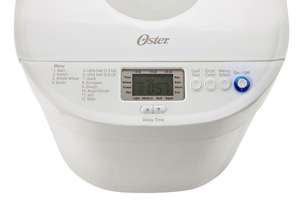 Front panel settings view on the Oster Expressbake 2lb Loaf Breadmaker