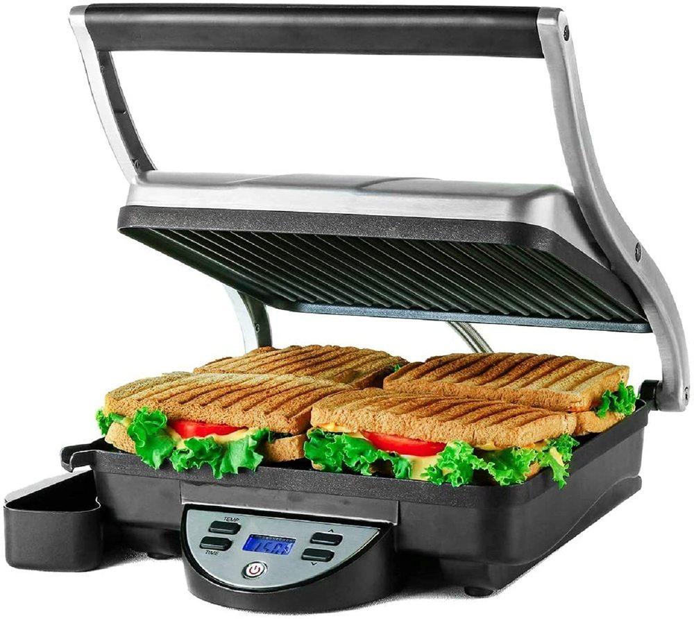 ovente gp1000br 4 slice electric indoor panini press grill